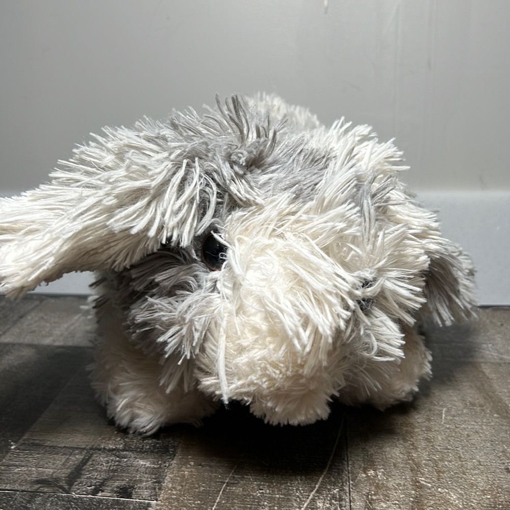 Dan Dee Grey & White Bunny Rabbit Plush Stuffed Animal Fluffy Soft